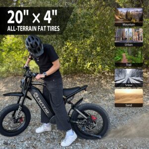 Tuttio-ICT-Electric-Bike for Adults-Teens Age 16+,2000W-60V-25AH Electric-Dirt-Bike, 170NM, 20" Fat-Tire-Electric-Motorcycle