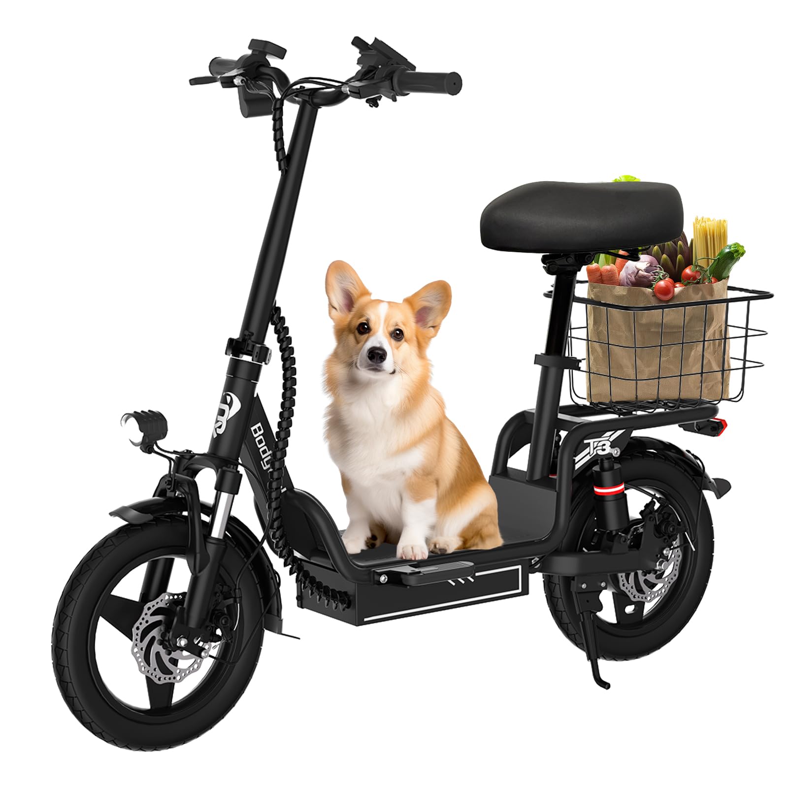 Bodywel T3 Electric Scooter for Adults with Seat, with Basket for Groceries Pets Commuter - Image 4